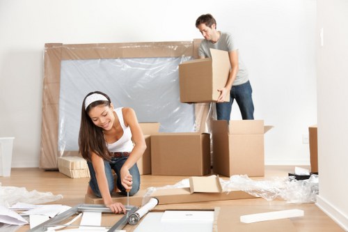 Packing boxes and moving supplies prepared for a Coulsdon home move
