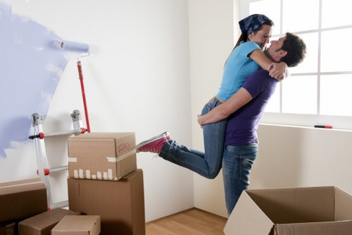 Packed boxes and moving supplies ready for urgent relocation