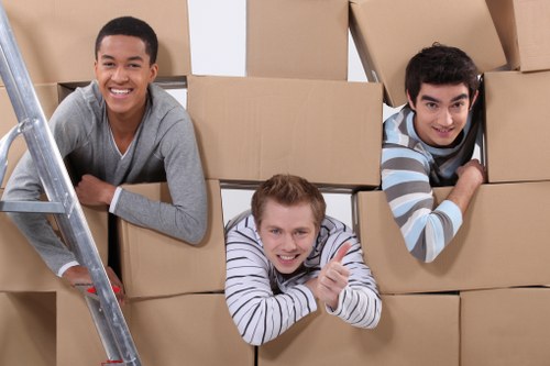 Coulsdon house moving service with boxes and furniture prepared for transport