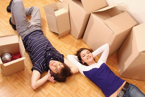 Packed moving boxes and household items ready for transport