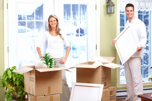Furniture and boxes loaded for transport by a Coulsdon moving team