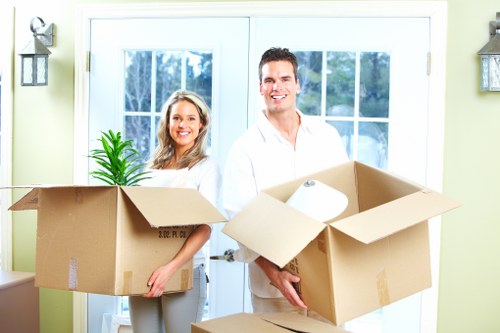 Packed boxes and wrapping materials for a Coulsdon relocation