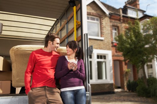 Professional moving van parked on a residential street in Coulsdon