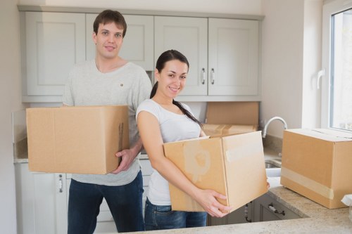 Packed moving boxes ready for transport by Coulsdon movers